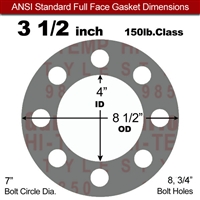 Garlock Style 9850 N/A NBR Full Face Gasket - 150 Lb. - 1/8" Thick - 3-1/2" Pipe