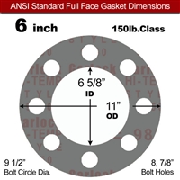 Garlock Style 9850 N/A NBR Full Face Gasket - 150 Lb. - 1/8" Thick - 6" Pipe