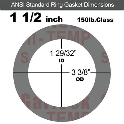 Garlock Style 9850 N/A NBR Ring Gasket - 150 Lb. - 1/16" Thick - 1-1/2" Pipe