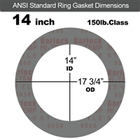 Garlock Style 9850 N/A NBR Ring Gasket - 150 Lb. - 1/16" Thick - 14" Pipe