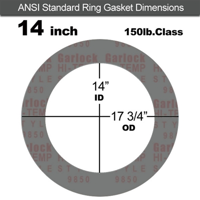 Garlock Style 9850 N/A NBR Ring Gasket - 150 Lb. - 1/16" Thick - 14" Pipe