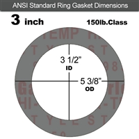 Garlock Style 9850 N/A NBR Ring Gasket - 150 Lb. - 1/16" Thick - 3" Pipe