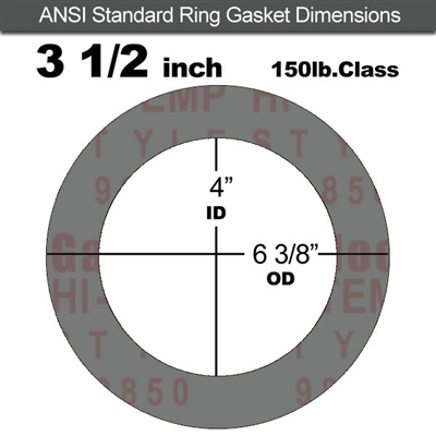 Garlock Style 9850 N/A NBR Ring Gasket - 150 Lb. - 1/16" Thick - 3-1/2" Pipe