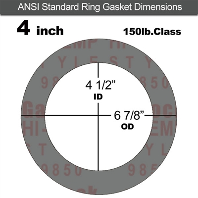 Garlock Style 9850 N/A NBR Ring Gasket - 150 Lb. - 1/16" Thick - 4" Pipe