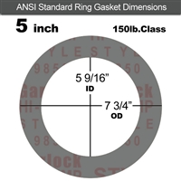 Garlock Style 9850 N/A NBR Ring Gasket - 150 Lb. - 1/16" Thick - 5" Pipe