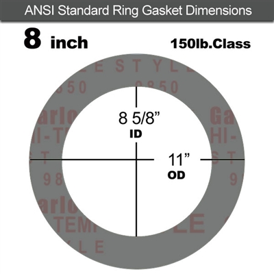 Garlock Style 9850 N/A NBR Ring Gasket - 150 Lb. - 1/16" Thick - 8" Pipe
