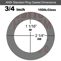 Garlock Style 9850 N/A NBR Ring Gasket - 150 Lb. - 1/8" Thick - 3/4" Pipe