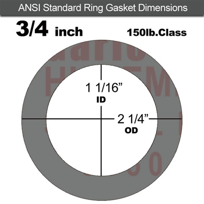 Garlock Style 9850 N/A NBR Ring Gasket - 150 Lb. - 1/8" Thick - 3/4" Pipe