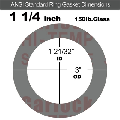 Garlock Style 9850 N/A NBR Ring Gasket - 150 Lb. - 1/8" Thick - 1-1/4" Pipe