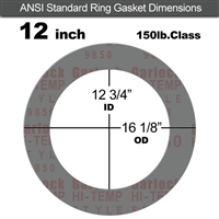 Garlock Style 9850 N/A NBR Ring Gasket - 150 Lb. - 1/8" Thick - 12" Pipe