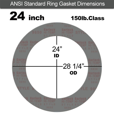 Garlock Style 9850 N/A NBR Ring Gasket - 150 Lb. - 1/8" Thick - 24" Pipe