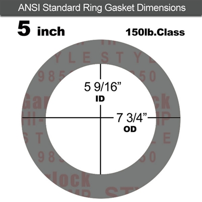 Garlock Style 9850 N/A NBR Ring Gasket - 150 Lb. - 1/8" Thick - 5" Pipe
