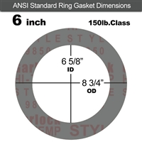 Garlock Style 9850 N/A NBR Ring Gasket - 150 Lb. - 1/8" Thick - 6" Pipe