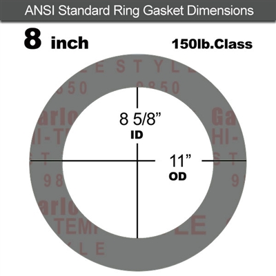 Garlock Style 9850 N/A NBR Ring Gasket - 150 Lb. - 1/8" Thick - 8" Pipe