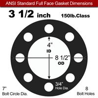 60 Duro Buna-N Full Face Gasket - 150 Lb. - 1/8" Thick - 3-1/2" Pipe