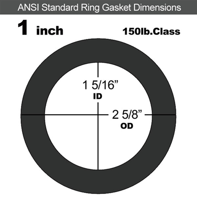 60 Duro Buna-N Ring Gasket - 150 Lb. - 1/16" Thick - 1" Pipe