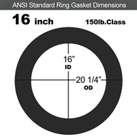 60 Duro Buna-N Ring Gasket - 150 Lb. - 1/16" Thick - 16" Pipe