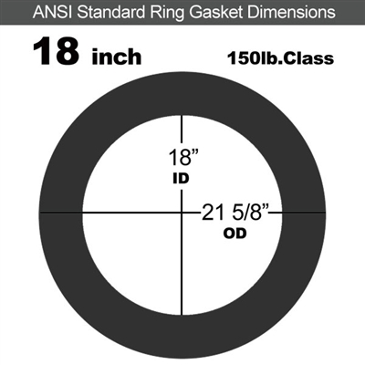 60 Duro Buna-N Ring Gasket - 150 Lb. - 1/16" Thick - 18" Pipe