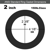 60 Duro Buna-N Ring Gasket - 150 Lb. - 1/16" Thick - 2" Pipe