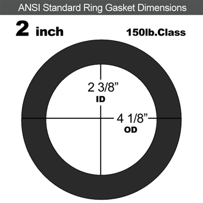 60 Duro Buna-N Ring Gasket - 150 Lb. - 1/16" Thick - 2" Pipe