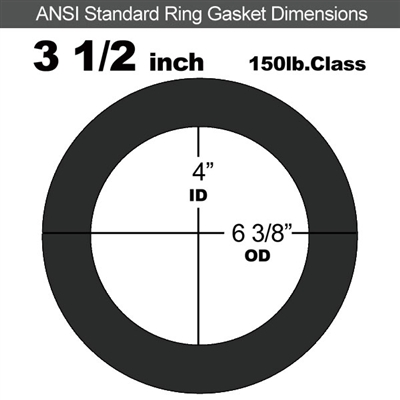 60 Duro Buna-N Ring Gasket - 150 Lb. - 1/16" Thick - 3-1/2" Pipe