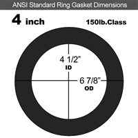 60 Duro Buna-N Ring Gasket - 150 Lb. - 1/16" Thick - 4" Pipe