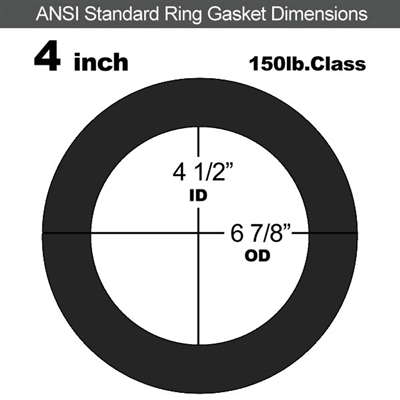 60 Duro Buna-N Ring Gasket - 150 Lb. - 1/16" Thick - 4" Pipe