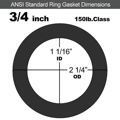 60 Duro Buna-N Ring Gasket - 150 Lb. - 1/8" Thick - 3/4" Pipe