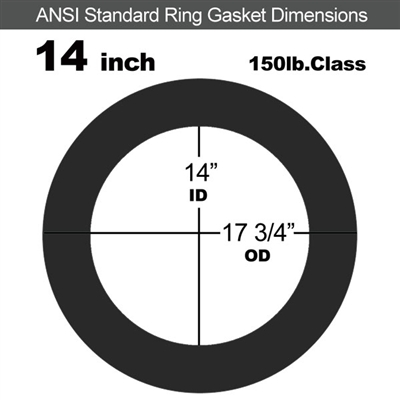 60 Duro Buna-N Ring Gasket - 150 Lb. - 1/8" Thick - 14" Pipe