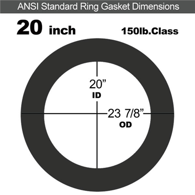 60 Duro Buna-N Ring Gasket - 150 Lb. - 1/8" Thick - 20" Pipe