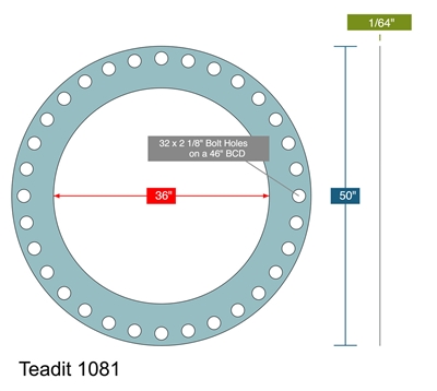 1081 Full Face Gasket - 1/8" x 36" - 300 lb. Class - Series A