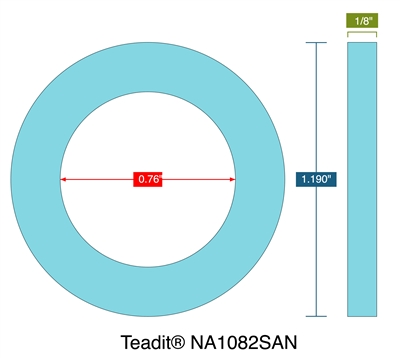 Teadit 1082SAN Washer - 0.76" ID x 1.190" OD x 1/8" Thick