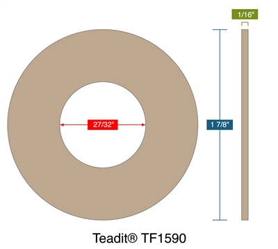 TeaditÂ® TF1590 -  1/16" Thick - Ring Gasket - 150 Lb. - 0.5"