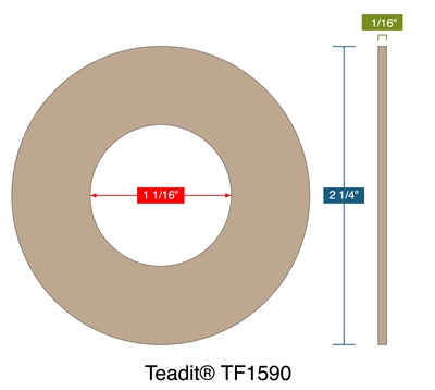 TeaditÂ® TF1590 -  1/16" Thick - Ring Gasket - 150 Lb. - 0.75"