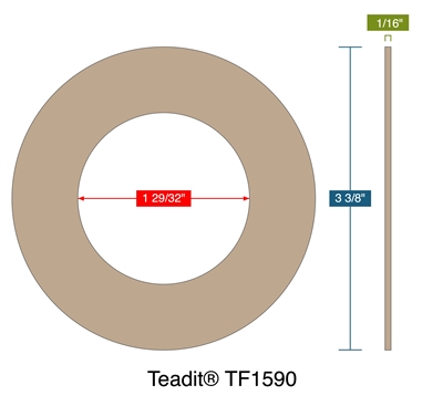 TeaditÂ® TF1590 -  1/16" Thick - Ring Gasket - 150 Lb. - 1.5"