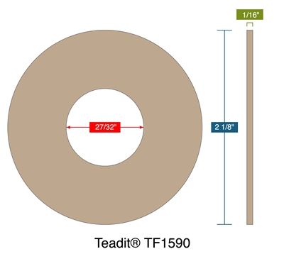 TeaditÂ® Branded TF1590 -  1/16" Thick - Ring Gasket - 300 Lb./400 Lb./600 Lb. - 0.5"