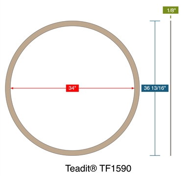 TeaditÂ® TF1590 -  1/8" Thick - Ring Gasket - 150 Lb. Series B - 34"