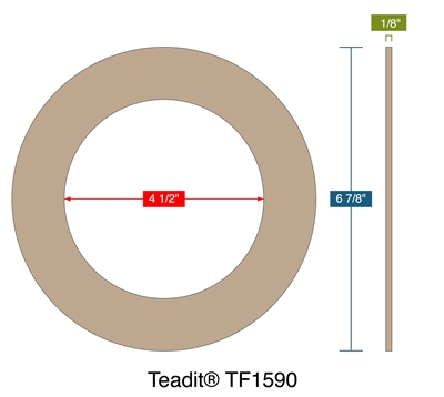 Teadit TF1590 -  1/8" Thick - Ring Gasket - 150 Lb. - 4"