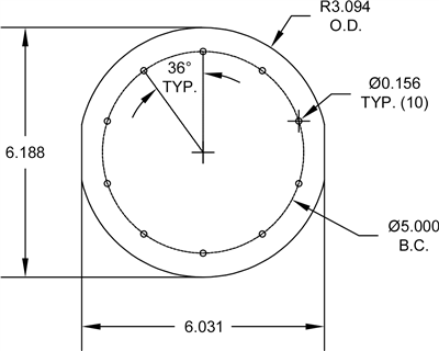 Red Silicone - 60 Durometer -  1/8" Thick - P99863-HTRBT-SS16 - 16.188" OD - 18 x .27" Holes on a 14" Bolt Circle Diameter