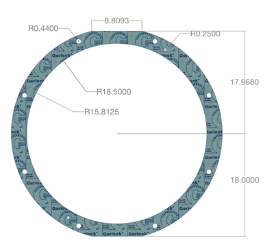 Garlock Blue-GardÂ® 3000 Custom FF Gasket - 1/16" Thk - 31.64" ID x 37" OD