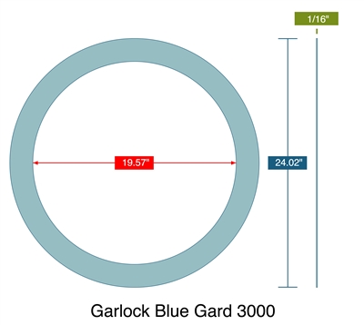 Garlock 3000 NBR Custom Ring Gasket - 1/16" Thick -  610 MM OD X 497 MM ID