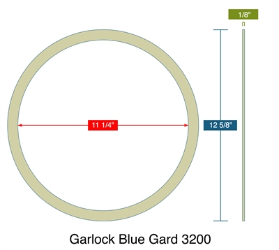 Garlock 3200 - Ring Gasket- 1/8â€ Thick - 12.625â€ OD x 11.25â€ ID
