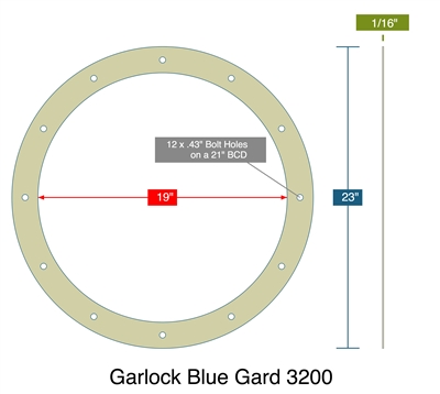 Garlock 3200 SBR Customer Full Face Gasket - 1/16" Thick - M_51