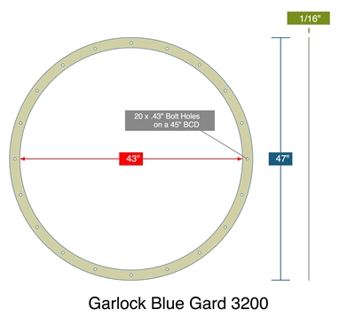 Garlock 3200 SBR Customer Full Face Gasket - 1/16" Thick - M_53