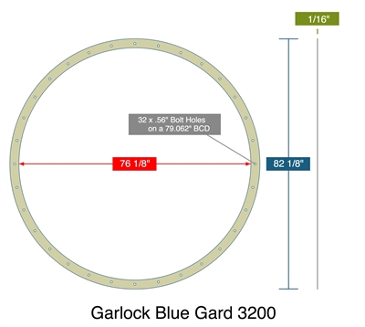 Garlock 3200 SBR Customer Full Face Gasket - 1/16" Thick - M_62