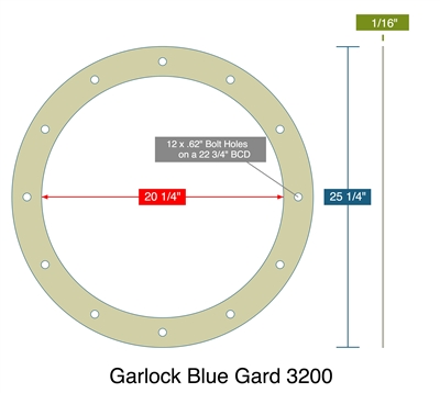 Garlock 3200 SBR Customer Full Face Gasket - 1/16" Thick - M_67