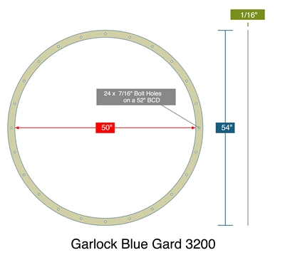 Garlock 3200 SBR Customer Full Face Gasket - 1/16" Thick - M_73