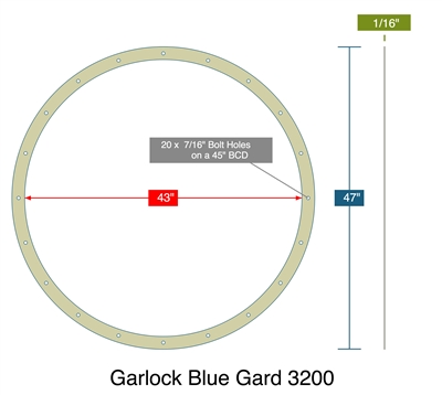 Garlock 3200 SBR Customer Full Face Gasket - 1/16" Thick - M_77