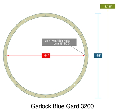 Garlock 3200 SBR Customer Full Face Gasket - 1/16" Thick - M_81