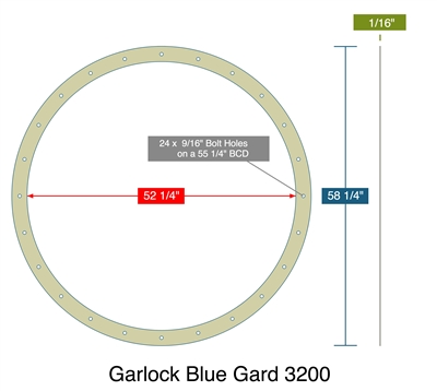 Garlock 3200 SBR Customer Full Face Gasket - 1/16" Thick - M_94